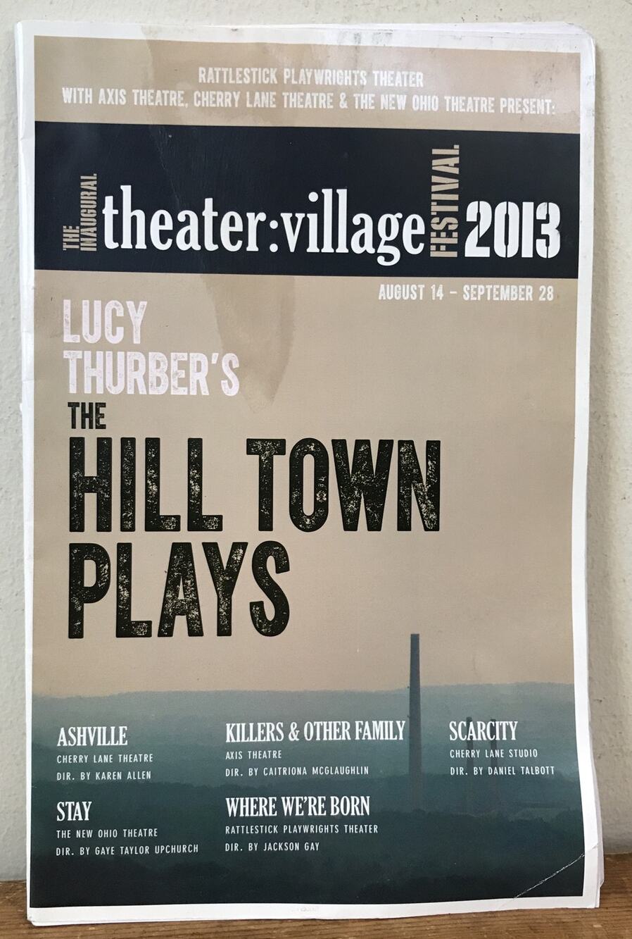 2013 Lucy Thurber The Hill Town Plays Inaugural Theater Village Fest Playbill